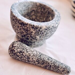 VINTAGE Gray & Black Granite Stone Mortar & Pestle Set